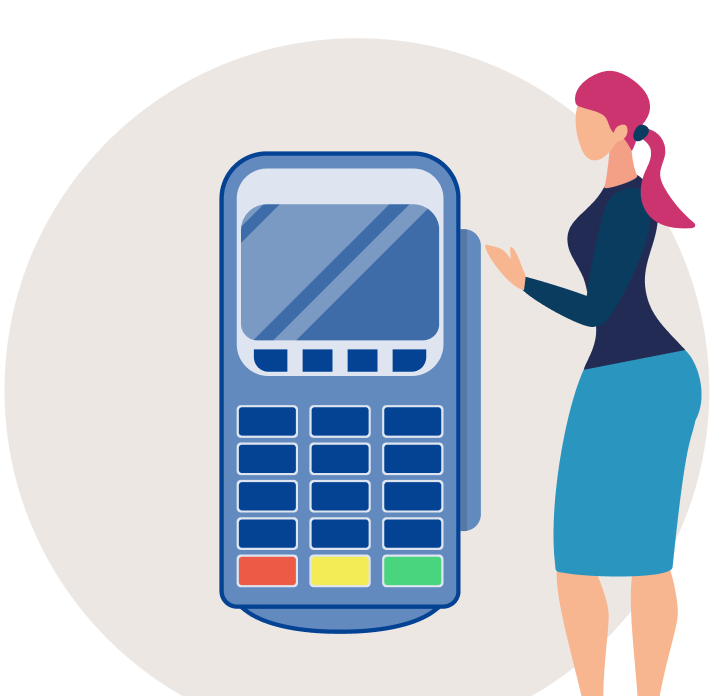 Kobieta przy terminalu płatniczym